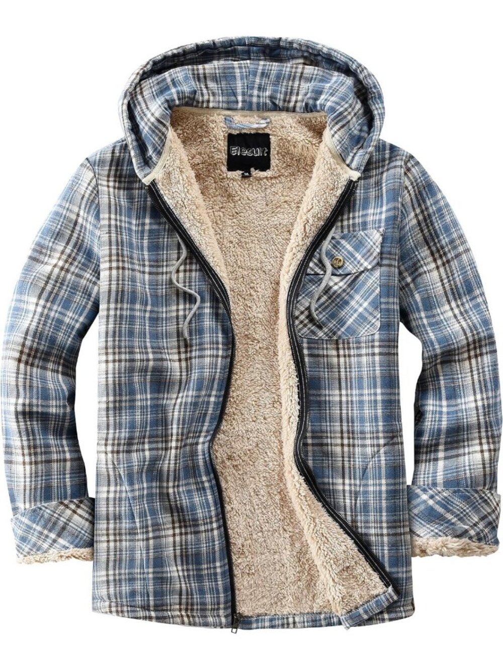 Cozy Full Zip Fleece Flannel Jacket | Plaid Sherpa Hoodie for Women